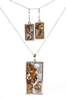 Seymchan meteorite jewelry set